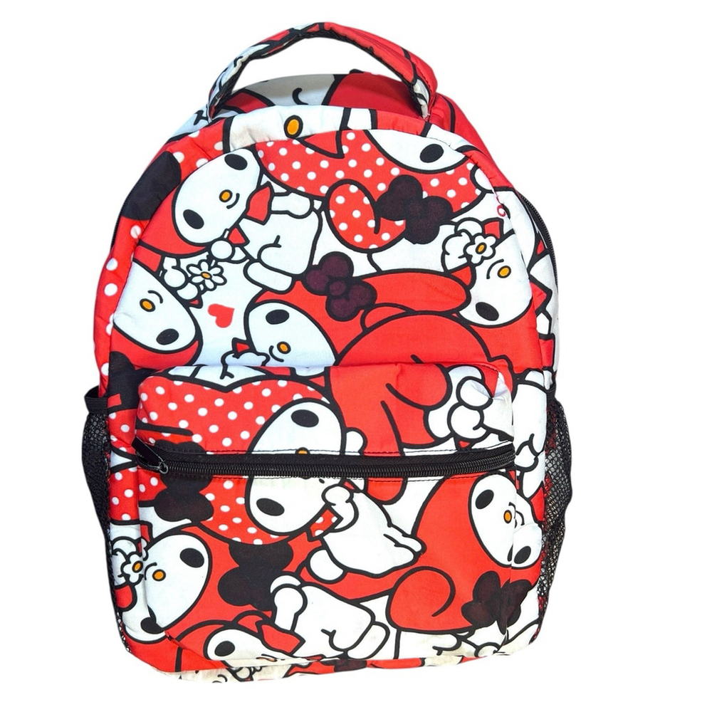Hello Kitty Sanrio Backpack Red Print 16x12x6 Kawaii Full Size Back To School